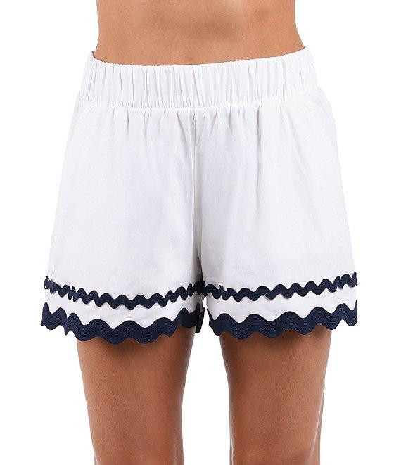 La Blanca Poolside Chic Linen Rick Rack Trim Pull-On Swim Cover-Up Shorts Product Image