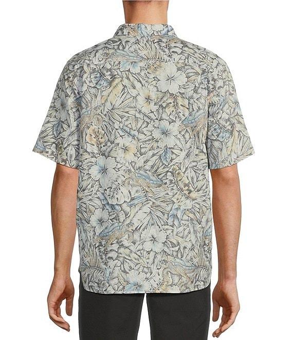 Caribbean Big & Tall Fancy Turtle Print Linen Short Sleeve Woven Shirt Product Image