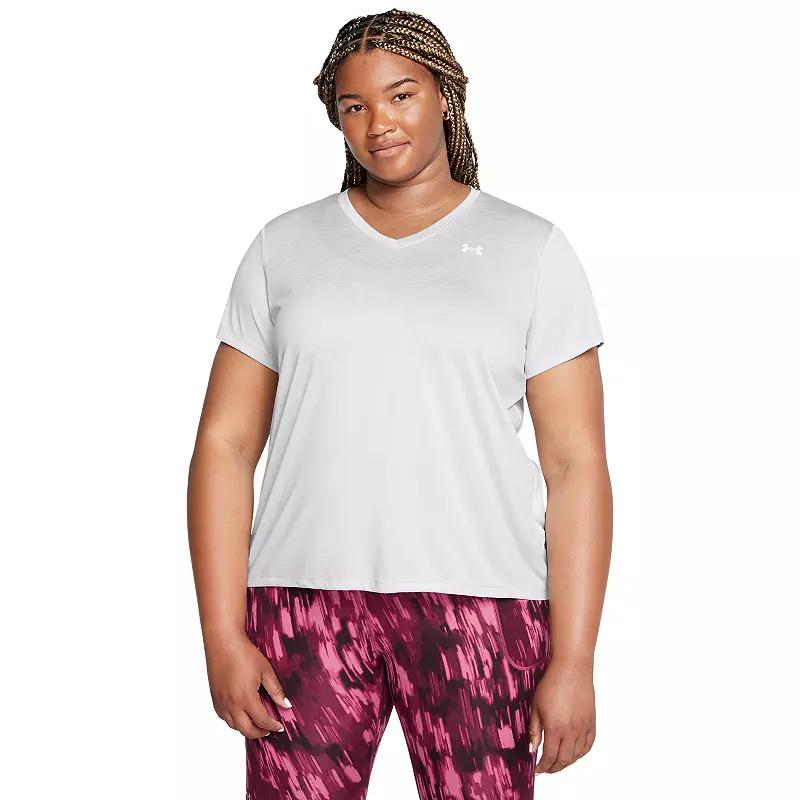 Plus Size Under Armour Tech™ Twist V-Neck Short Sleeve Tee, Women's, Size: 3XL, Halo Gray Product Image