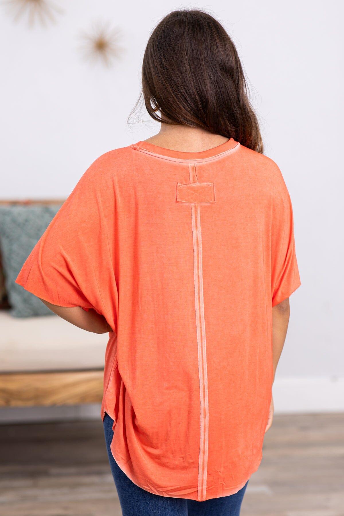 Coral Washed Dolman Sleeve Top Product Image