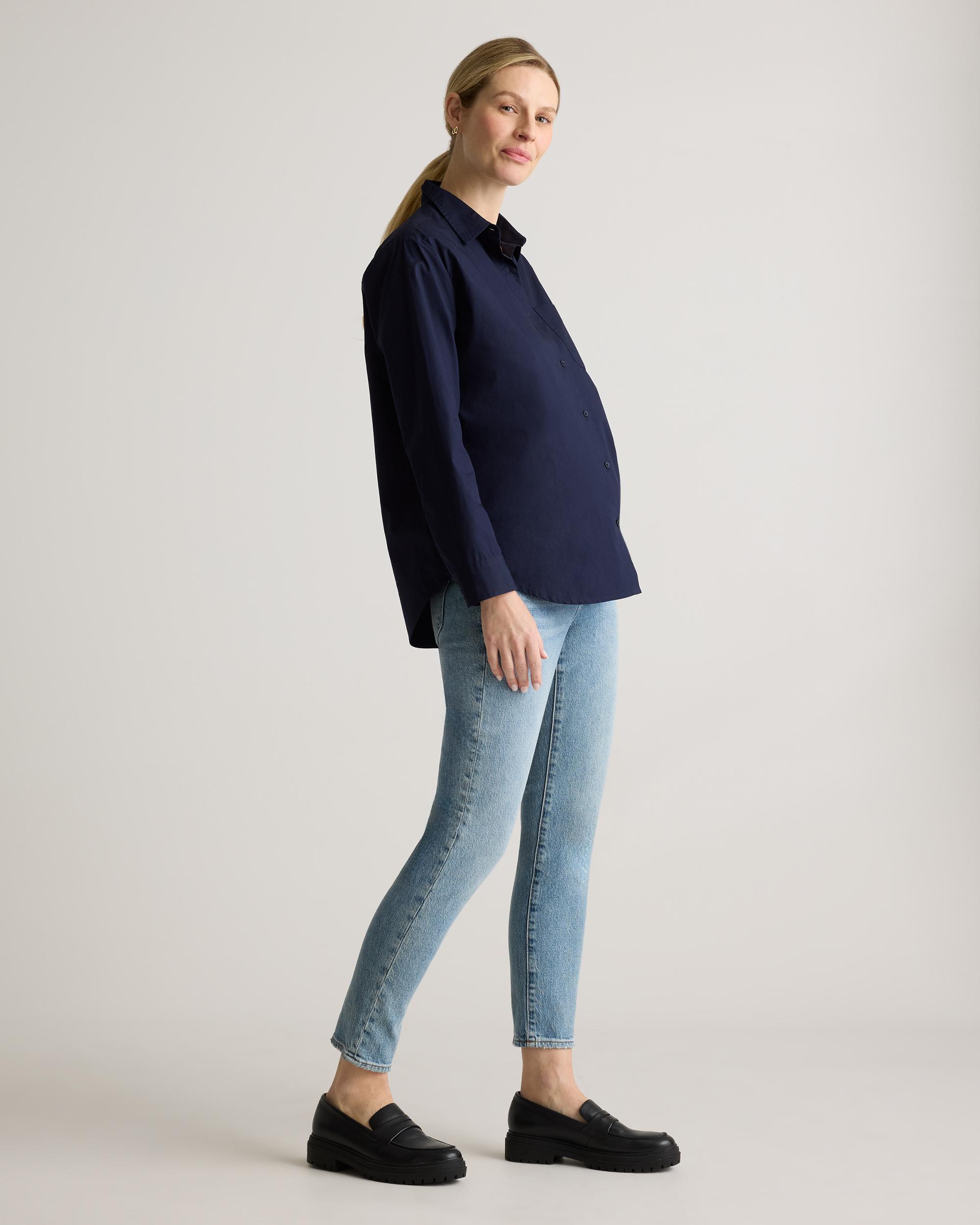 Quince | Women's Poplin Maternity Long Sleeve Shirt Organic Cotton Product Image
