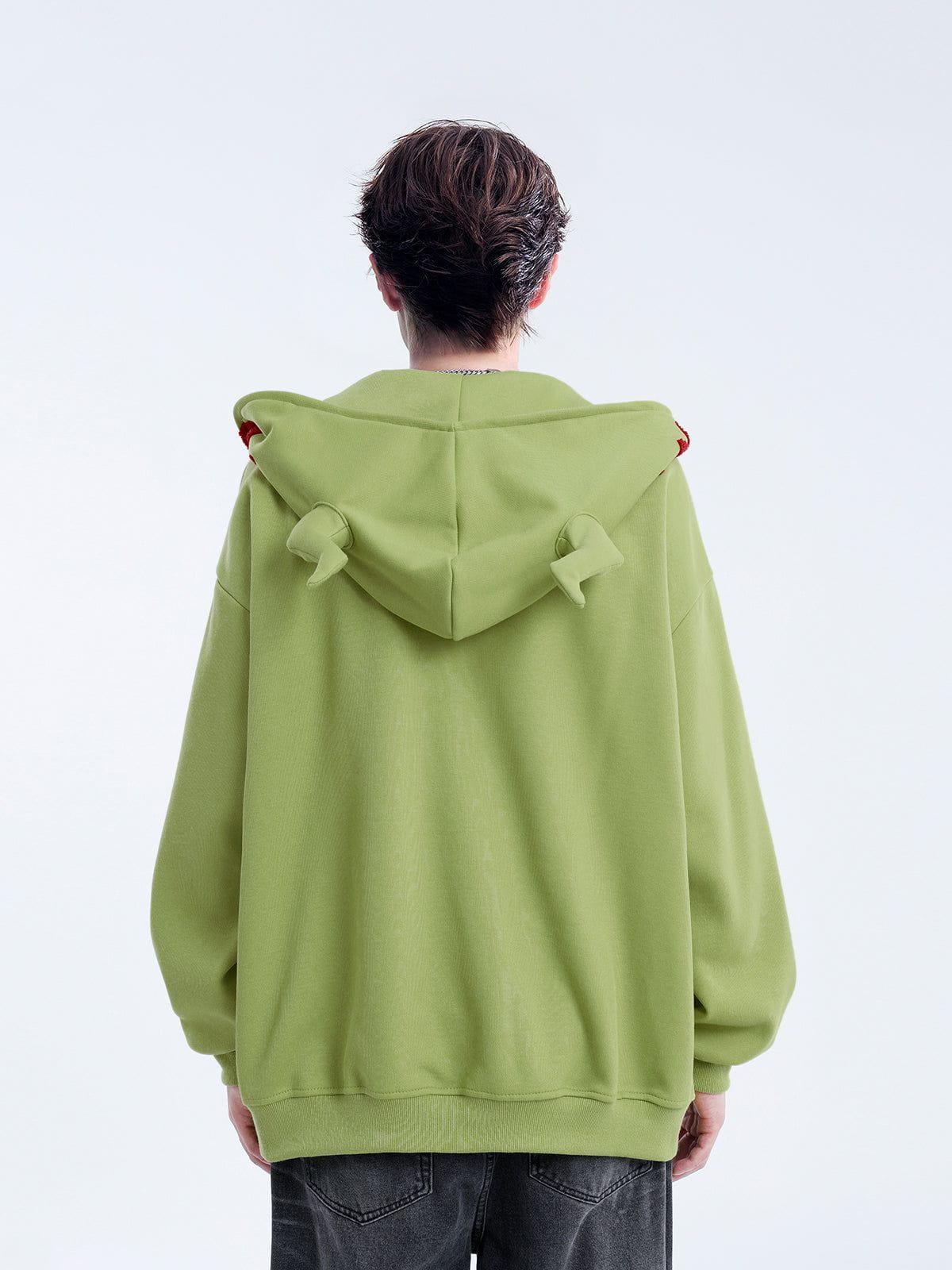 Aelfric Eden Horn Design Flocking Spider Zip Up Hoodie Product Image