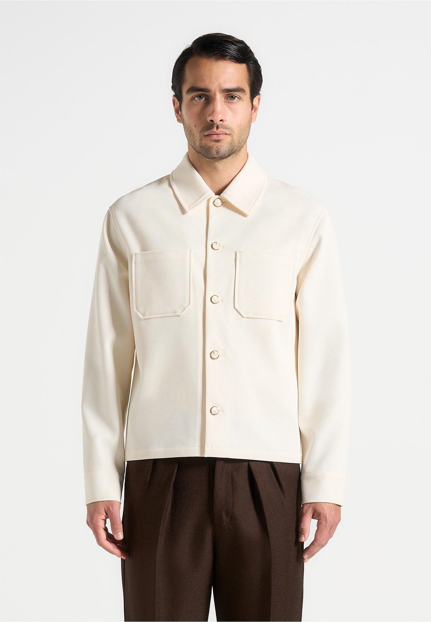 Benoit - Twill Pocket Cropped Shirt - Cream Male Product Image