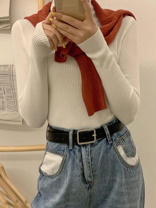 High Neck Jumper Knit Top Product Image