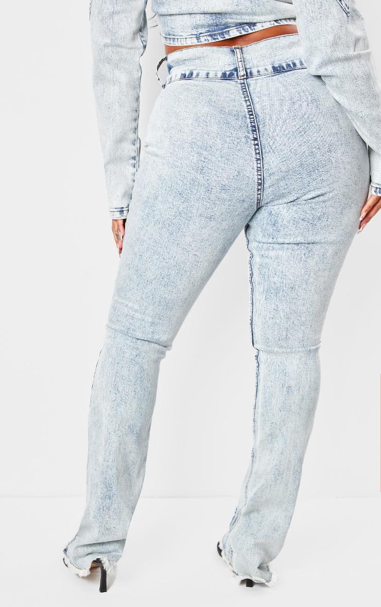 Shape Light Blue Denim High Waisted Ripped Hem Jeans Product Image