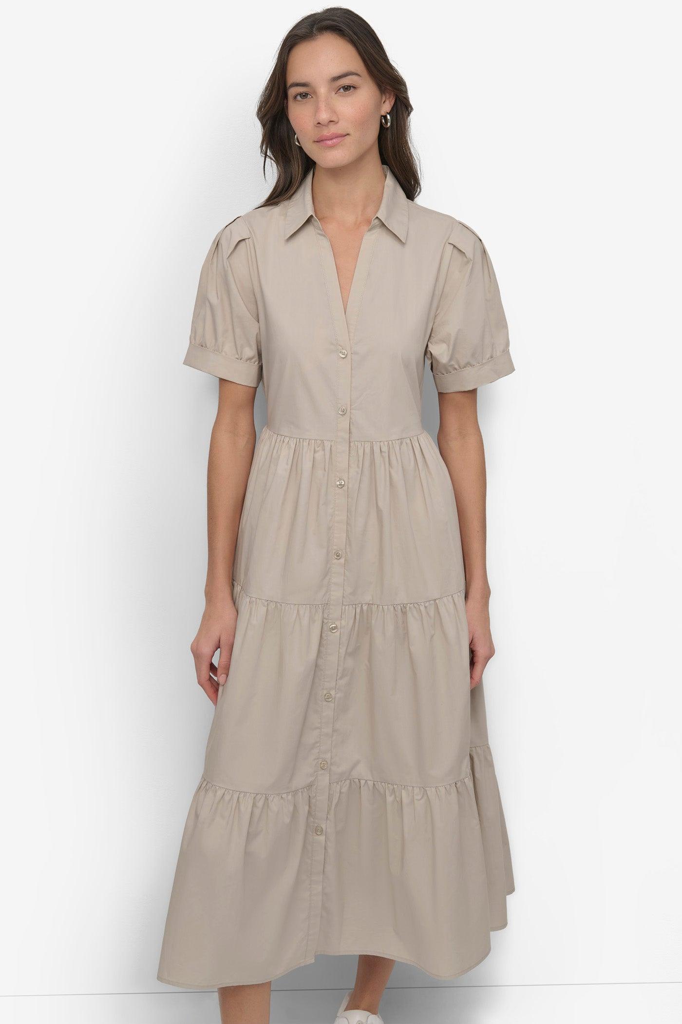 TIERED MIDI SHIRT DRESS Product Image