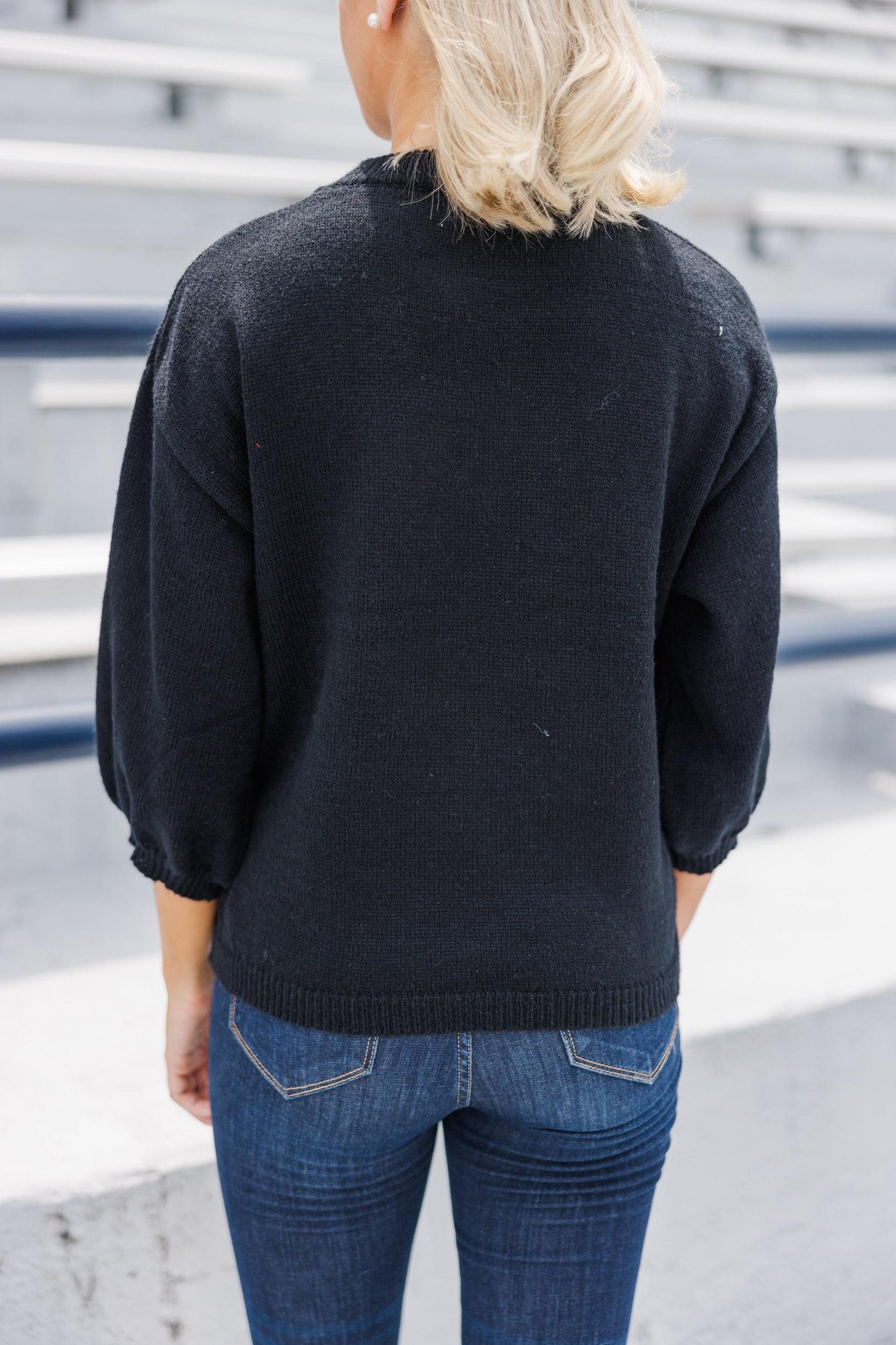 To The Stadium Black Game Day Puff Sleeve Sweater Female Product Image