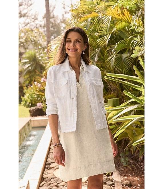 Tommy Bahama Breezy Palm Embroidered Linen Notch Collar Long Sleeve Jacket Product Image