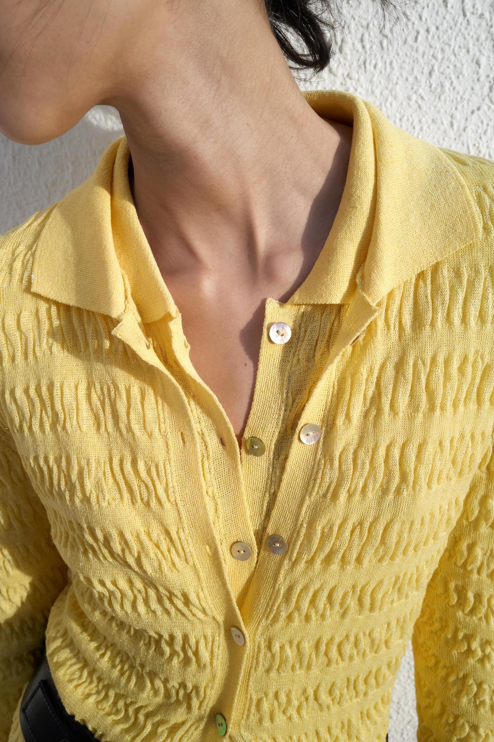 TEXTURED KNIT POLO TOP Product Image