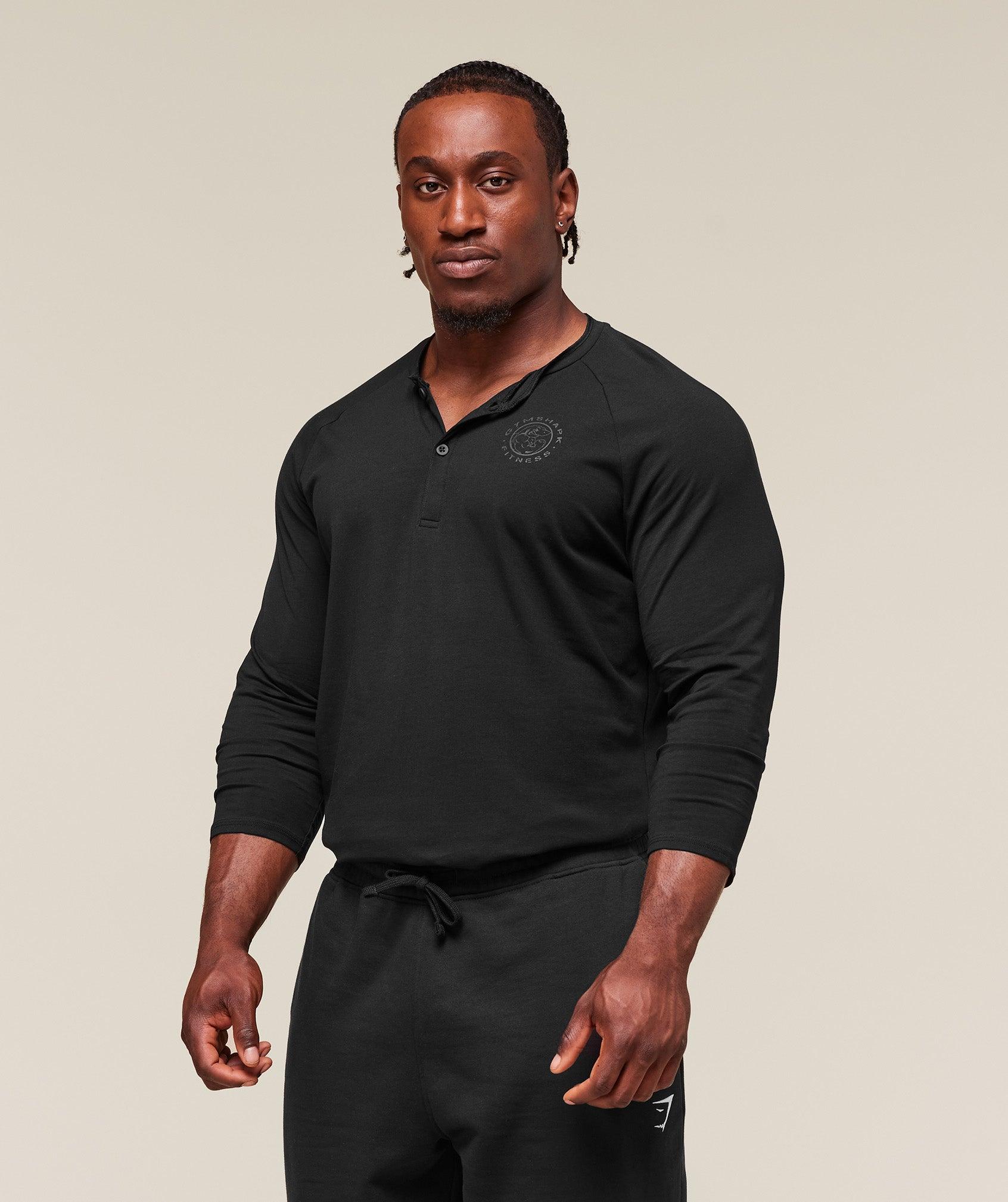 Gymshark Legacy Henley - Black Male Product Image