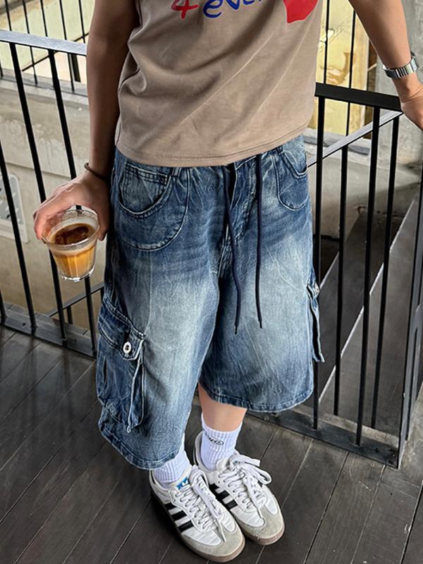 American Washed Loose Denim Shorts Product Image