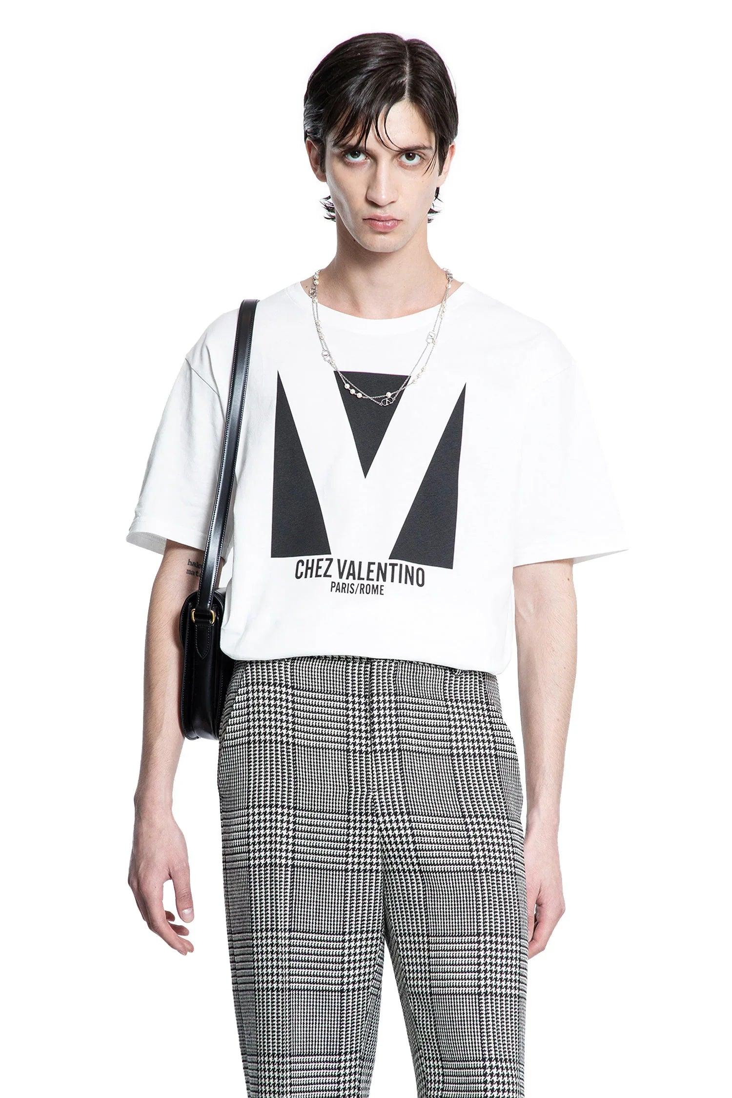VALENTINO Mens Avorio Logo-print Crew-neck Cotton-jersey T-shirt Product Image