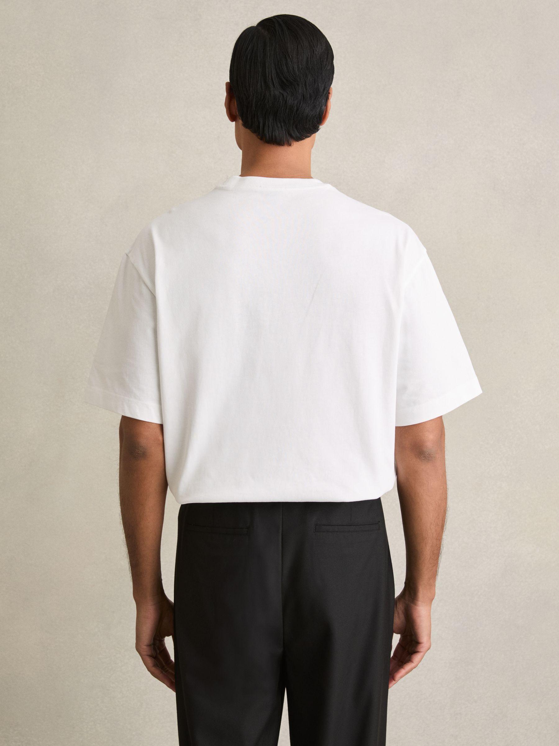 Cotton Garment-Dyed Oversized T-Shirt in White Product Image