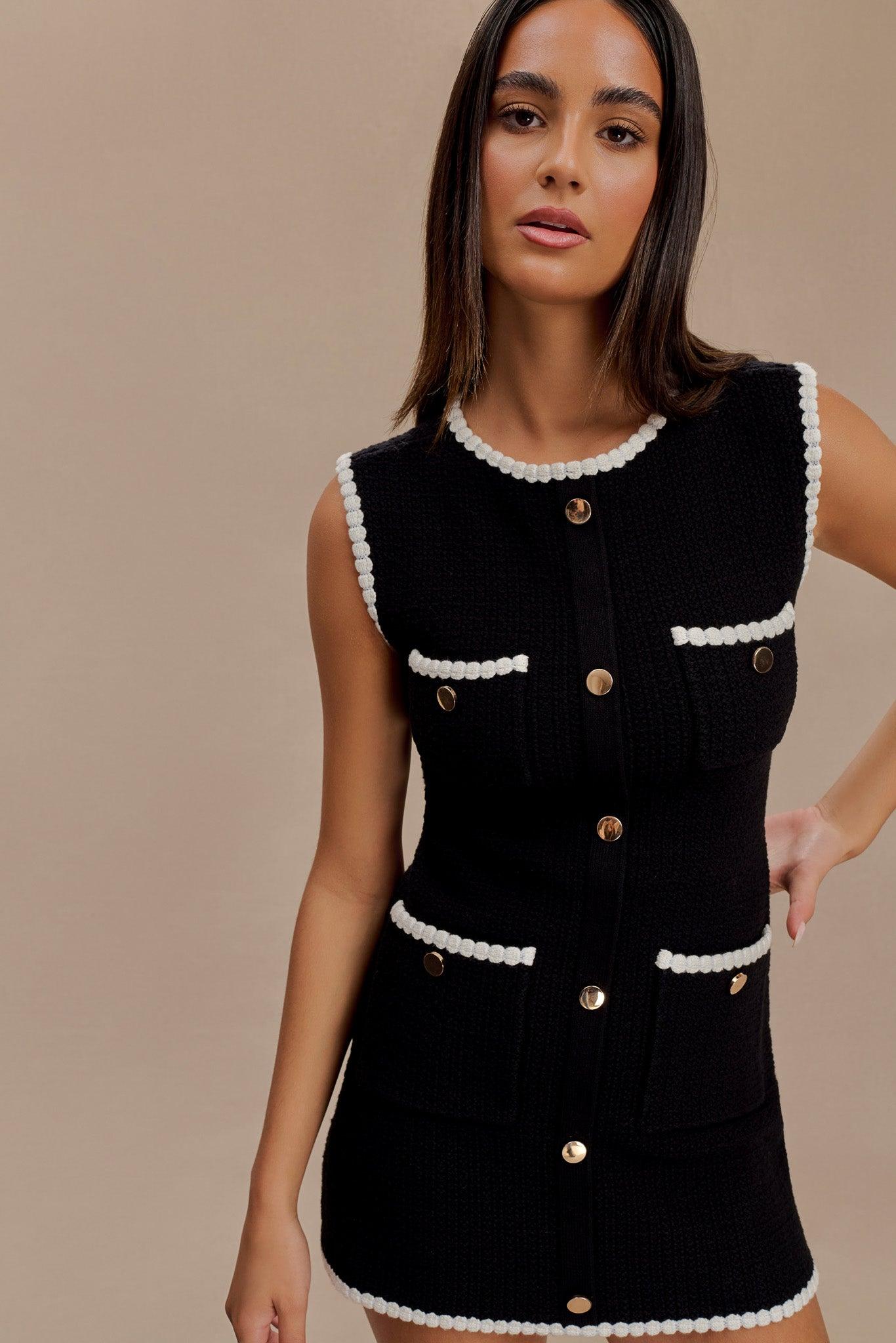 Mia Contrast Knit Mini Dress - Black/White Product Image