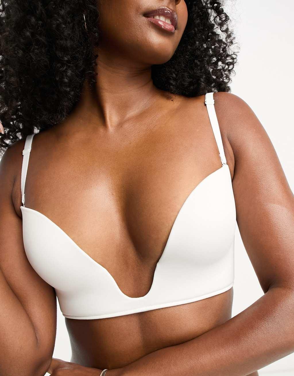 ASOS DESIGN microfiber moulded open front plunge bra Product Image