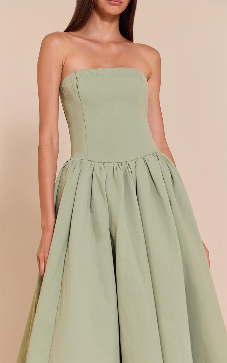 Sage Woven Bandeau Ruched Skater Midaxi Dress Product Image