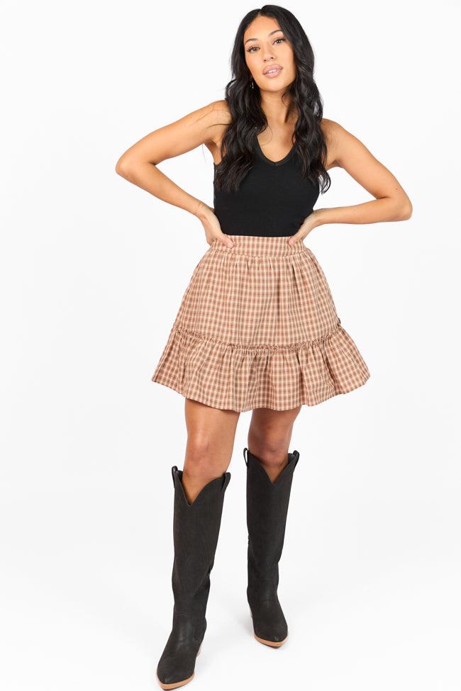 Happy and Plaid Brown Skort FINAL SALE Product Image