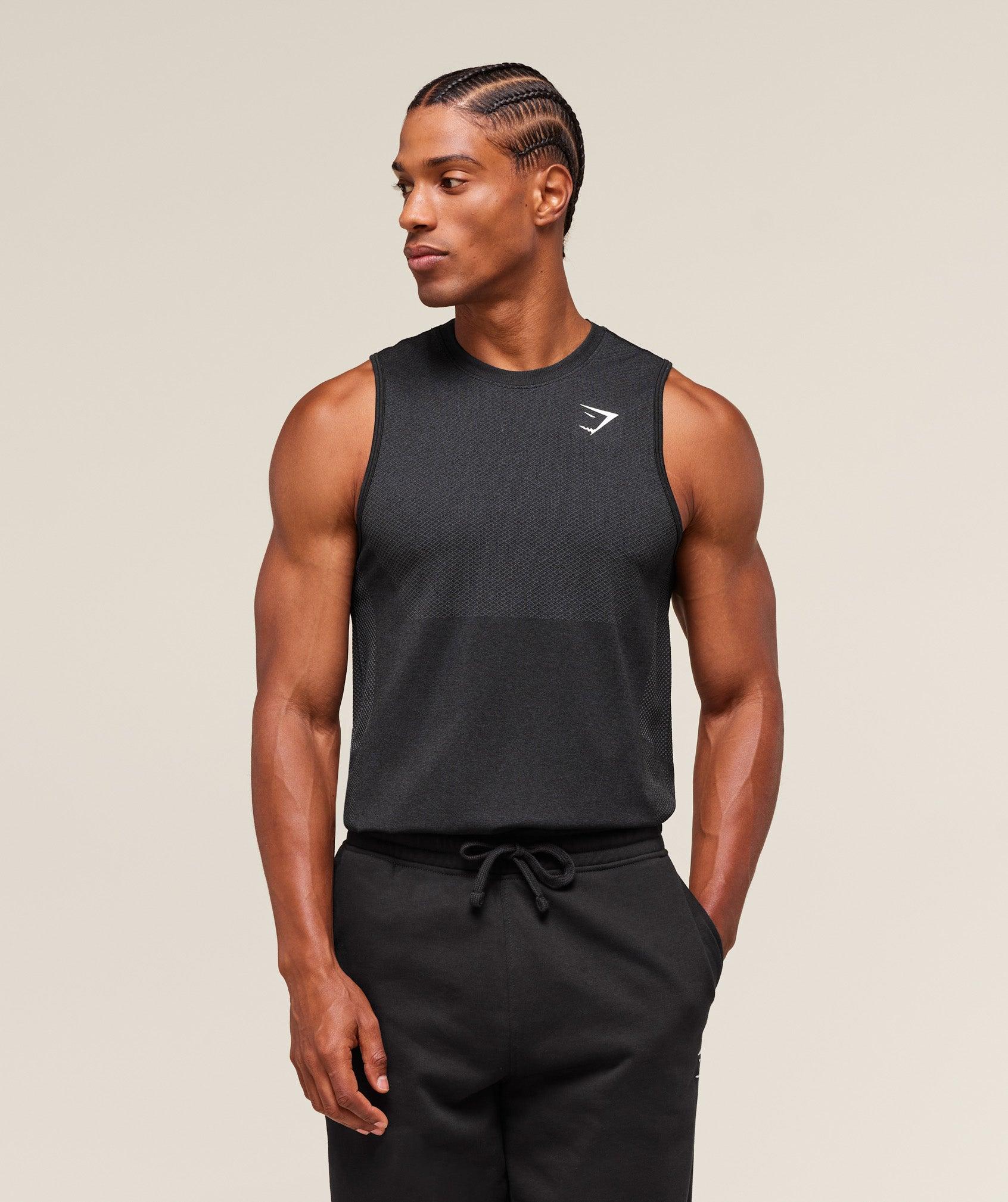 Gymshark Vital Tank - Black/Silhouette Grey Male Product Image
