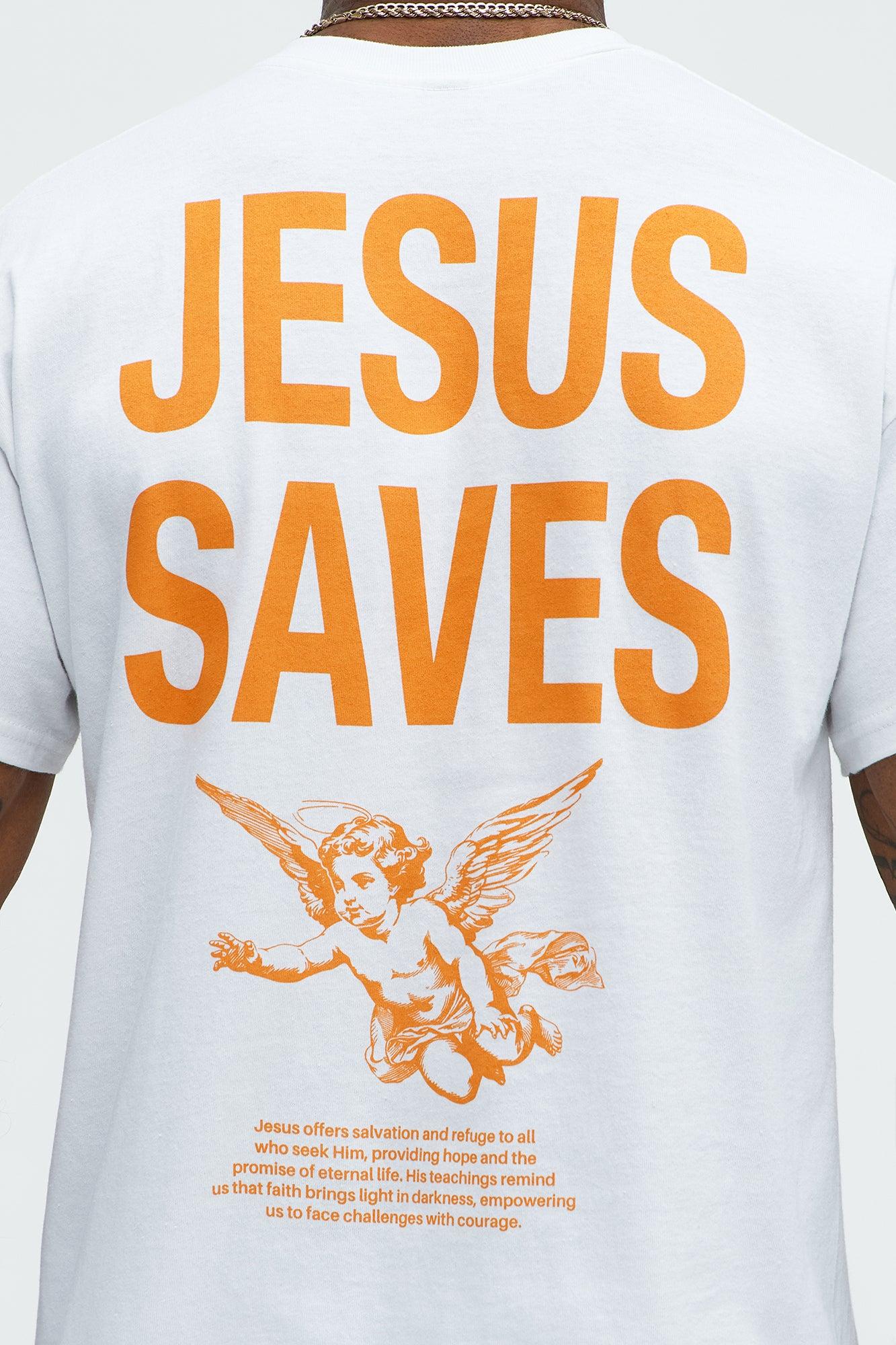 Jesus Saves Short Sleeve Tee - White Product Image