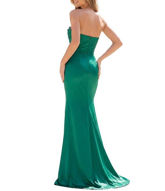 Terani Couture Strapless Satin Column Gown Product Image