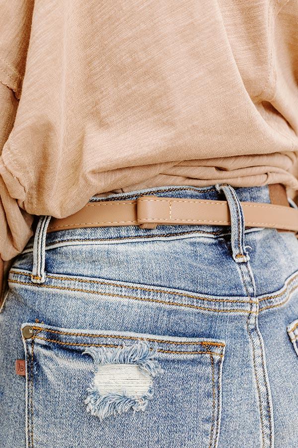 Final Touch Faux Leather Belt in Warm Taupe Product Image