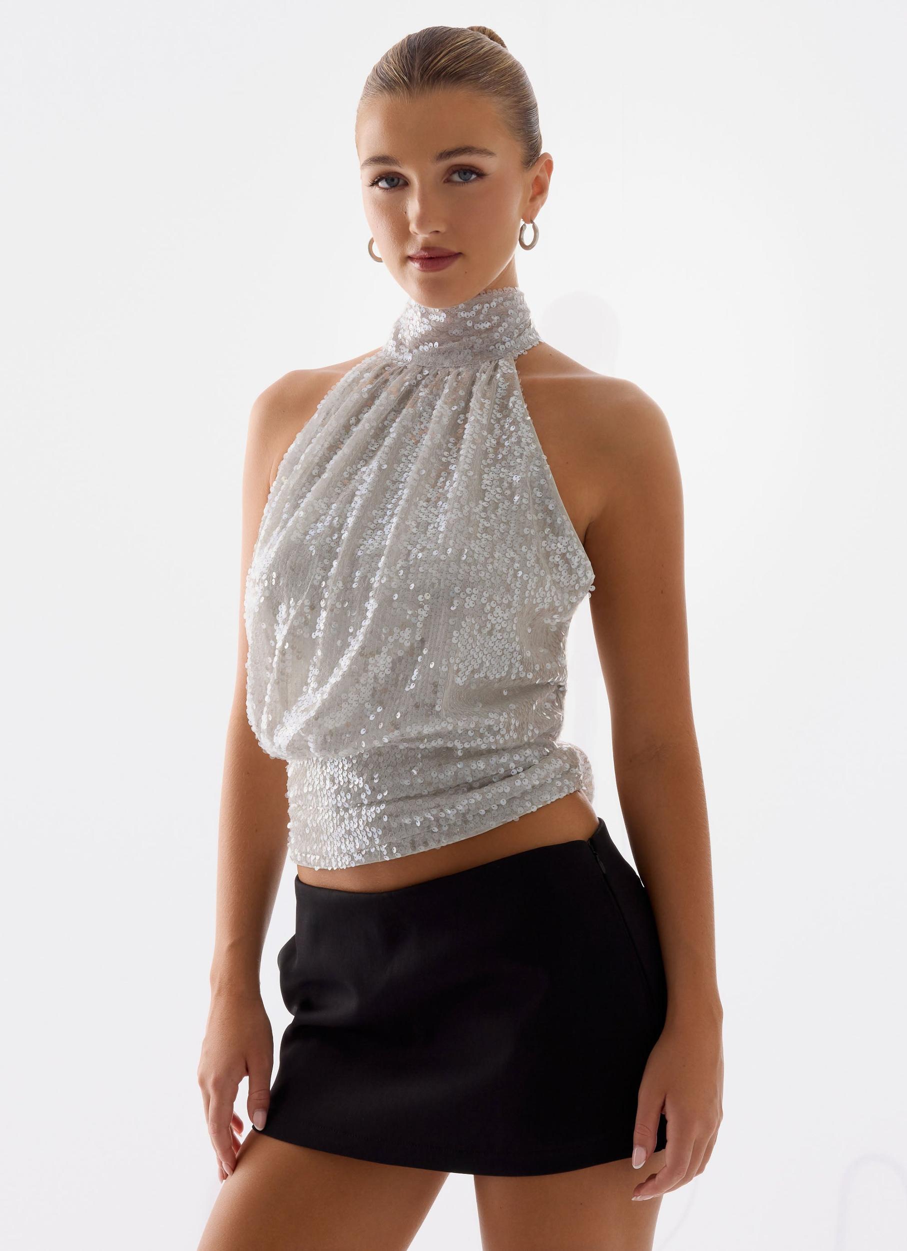 Willow Sequin Top - Silver Product Image