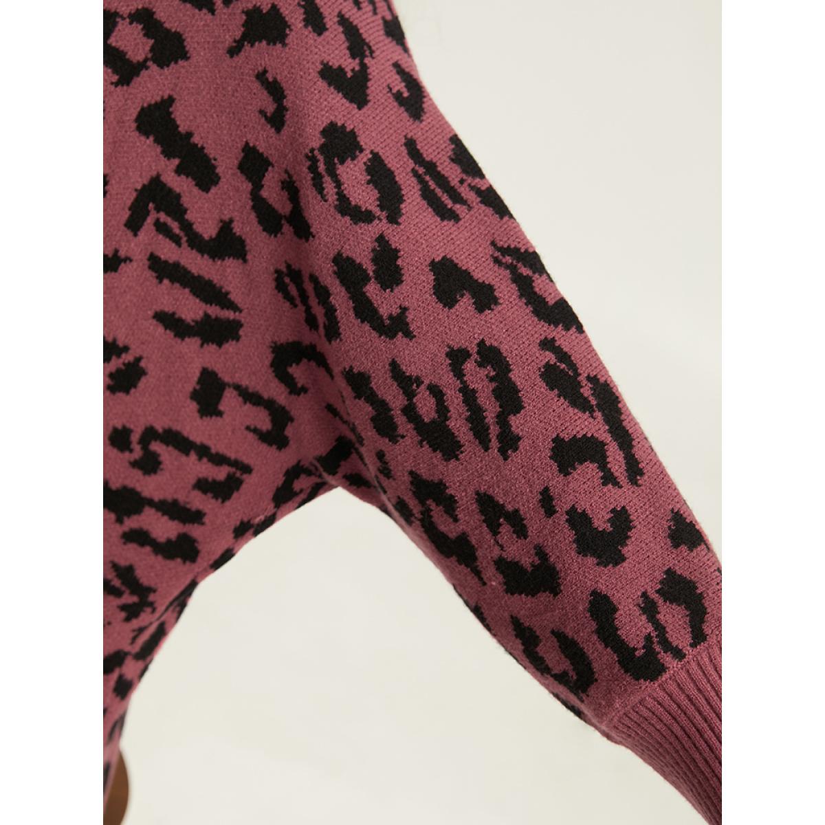 Plus Size Supersoft Essentials Leopard Curved Hem Cardigan RedViolet Women Casual Loose Sleeveless Dailywear Cardigans BloomChic 14-16/1X Product Image