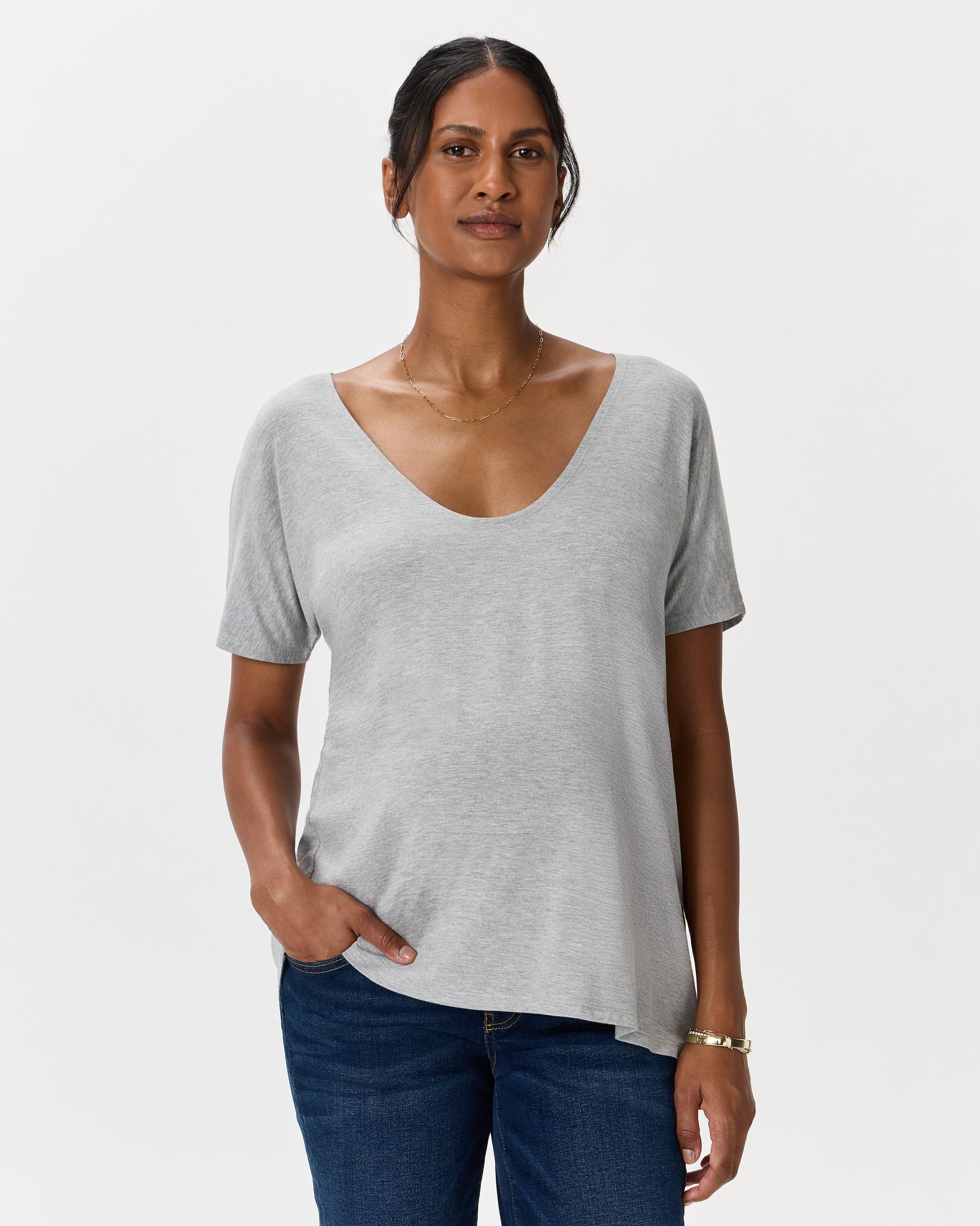 Quince | Women's Bamboo Jersey Maternity Soft V-Neck T-Shirt Product Image