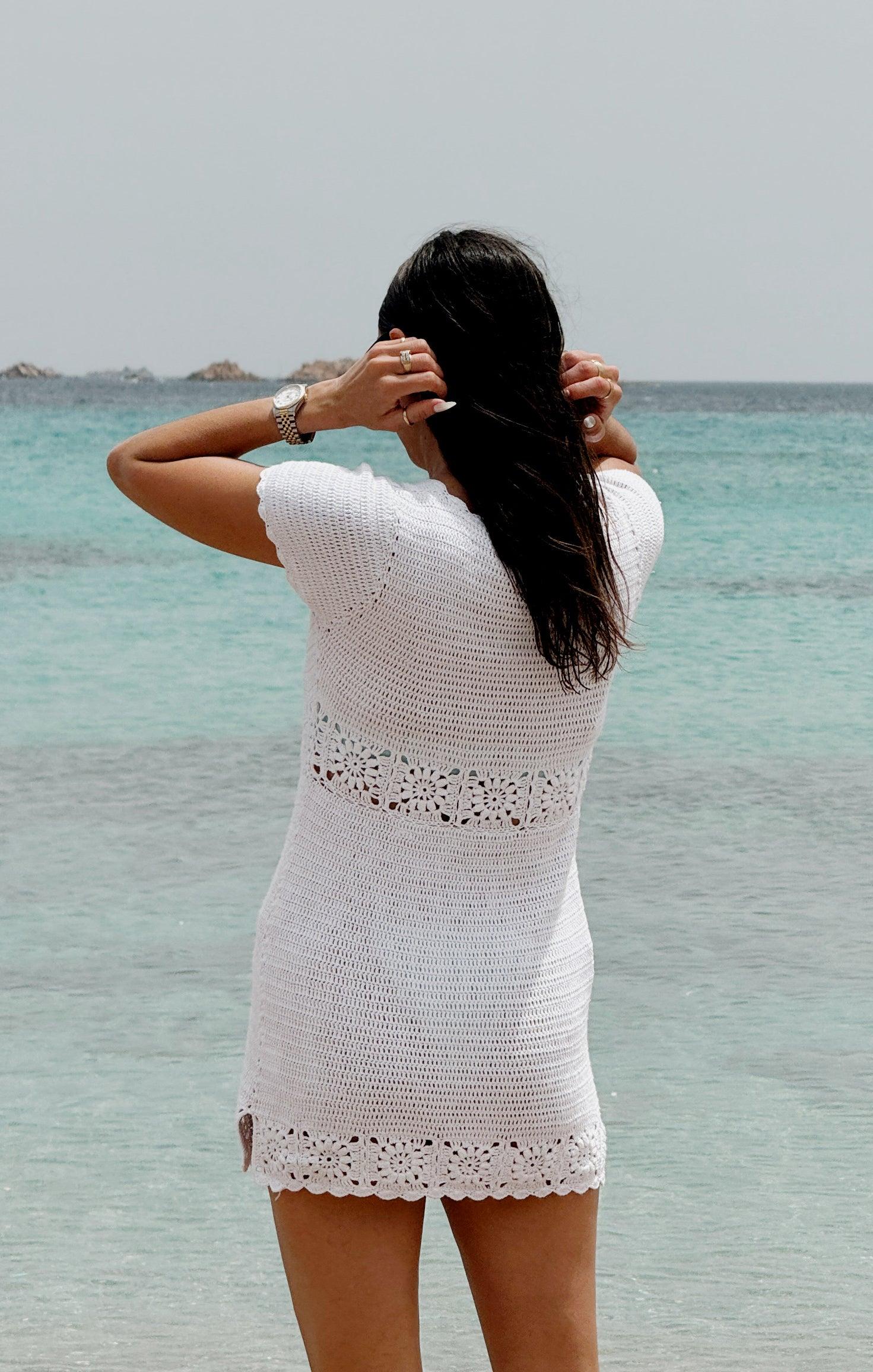 Destination Mini Dress ~ White Crochet Product Image