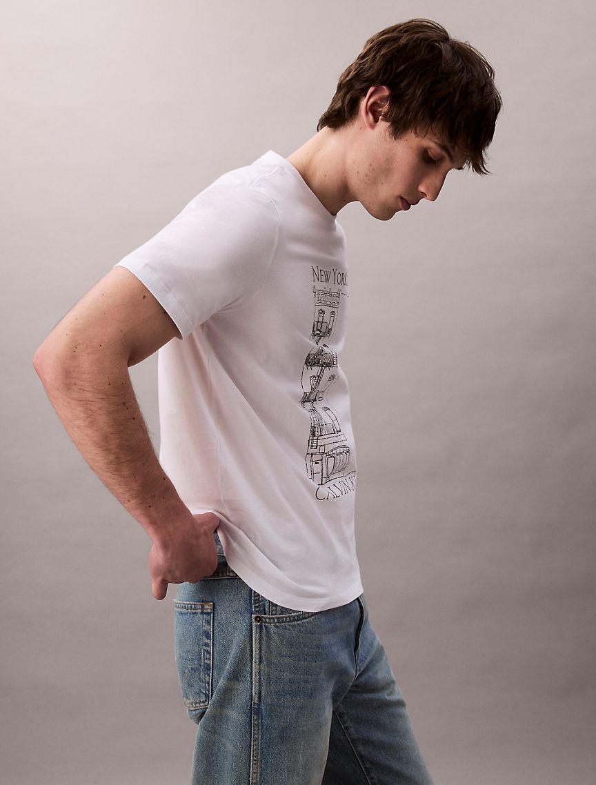 Calvin Klein Mens Apartment Logo Graphic Classic T-Shirt - Green Product Image