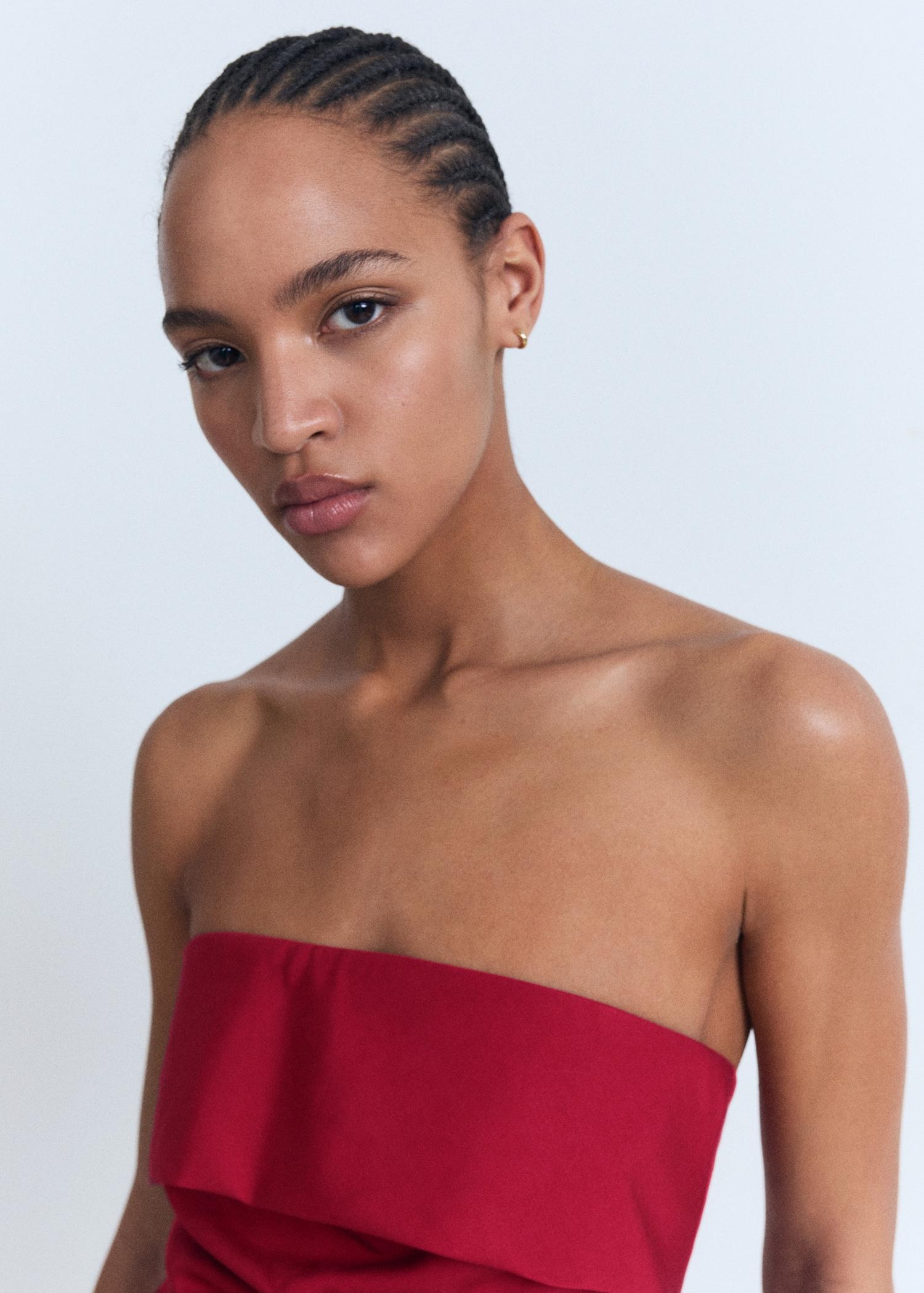 Linen-blend strapless jumpsuit - Women | MANGO USA Product Image