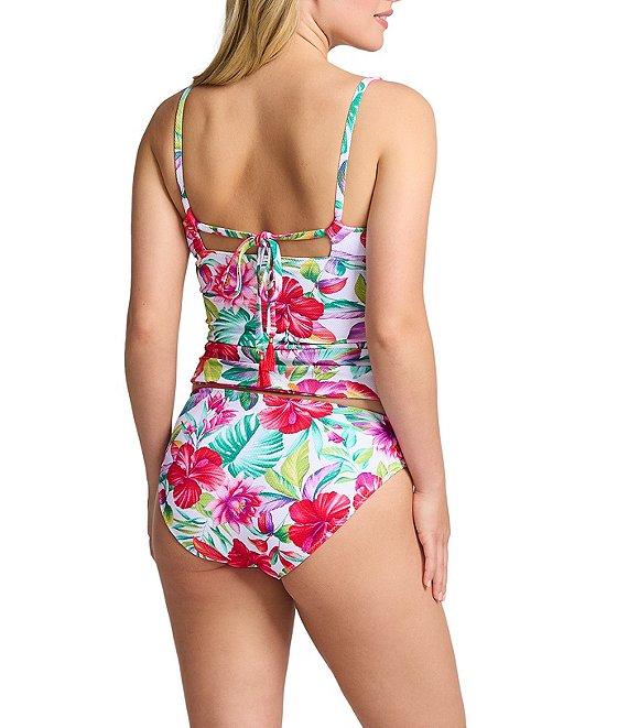 Tommy Bahama Island Cays Fiesta Floral Print Textured Side Shirred Reversible Hipster Swim Bottom Product Image