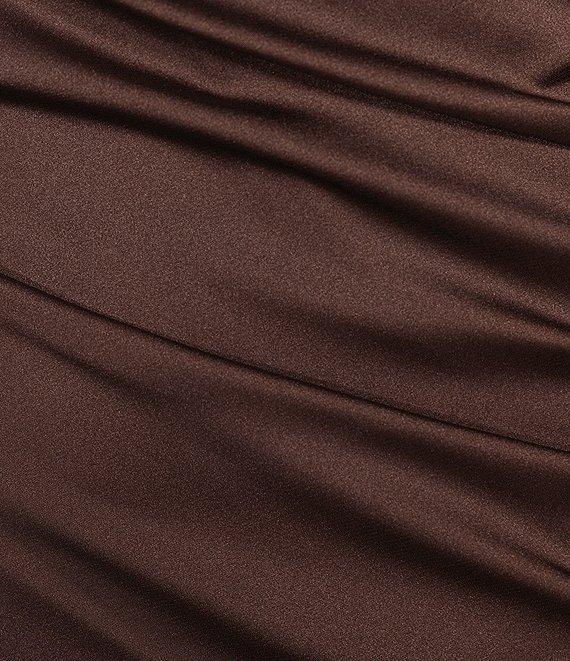 Belle by Badgley Mischka Holly Satin Mock Neck Sleeveless Sheath Dress Product Image