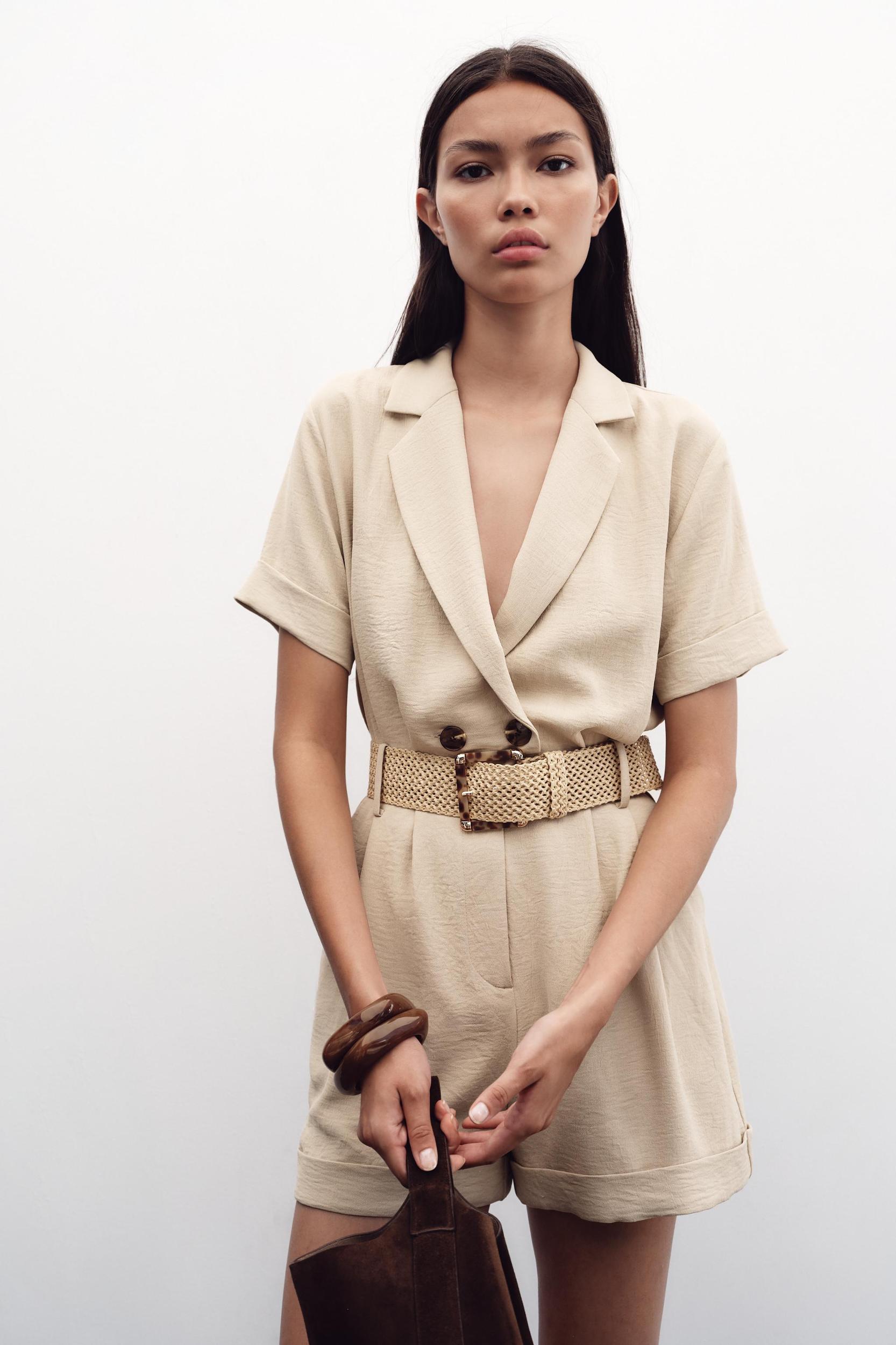 BELTED SHORT SLEEVE JUMPSUIT Product Image