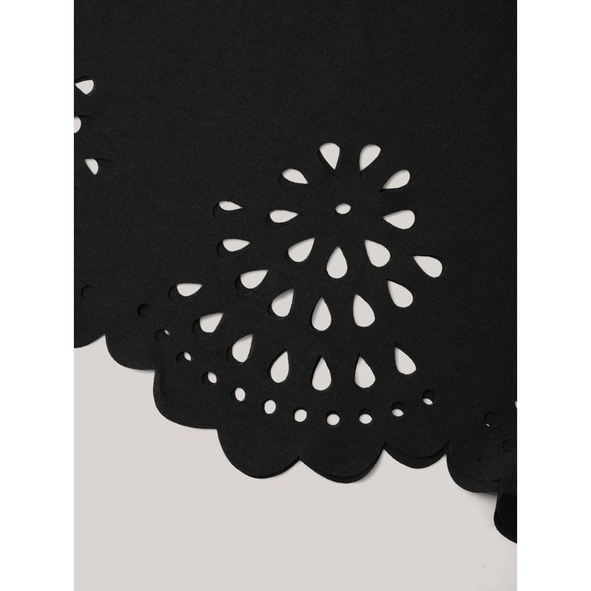 Plus Size Scalloped Laser Cut Pockets Maxi Dress Black Women Square Neck Sleeveless Curvy BloomChic 28/5X Product Image