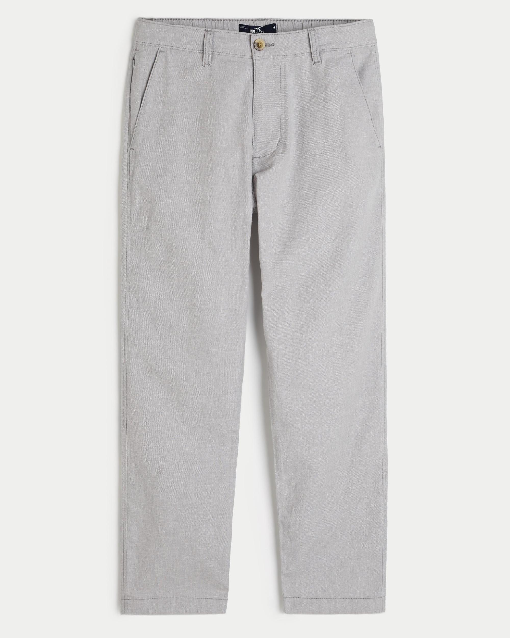 Slim Straight Stretch Linen-Blend Pants Product Image