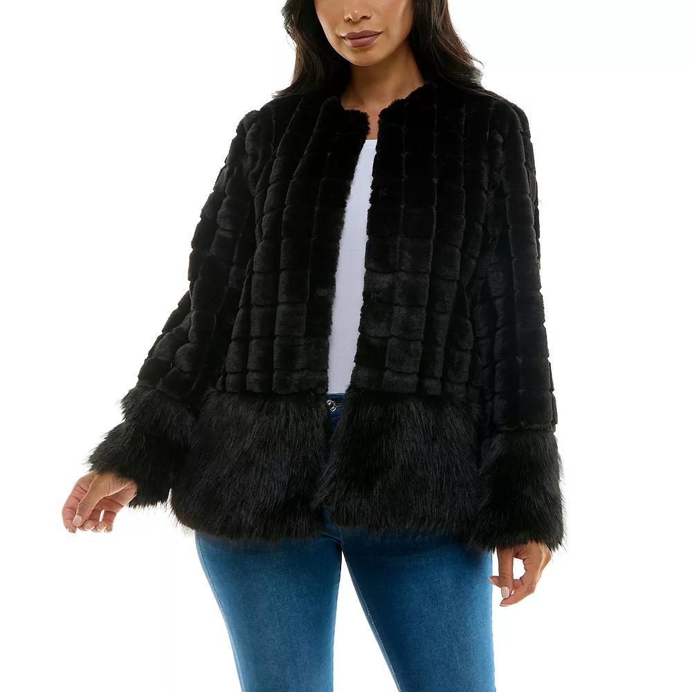 Women's Nina Leonard Mixed Stripe Faux Fur Bolero,  Product Image