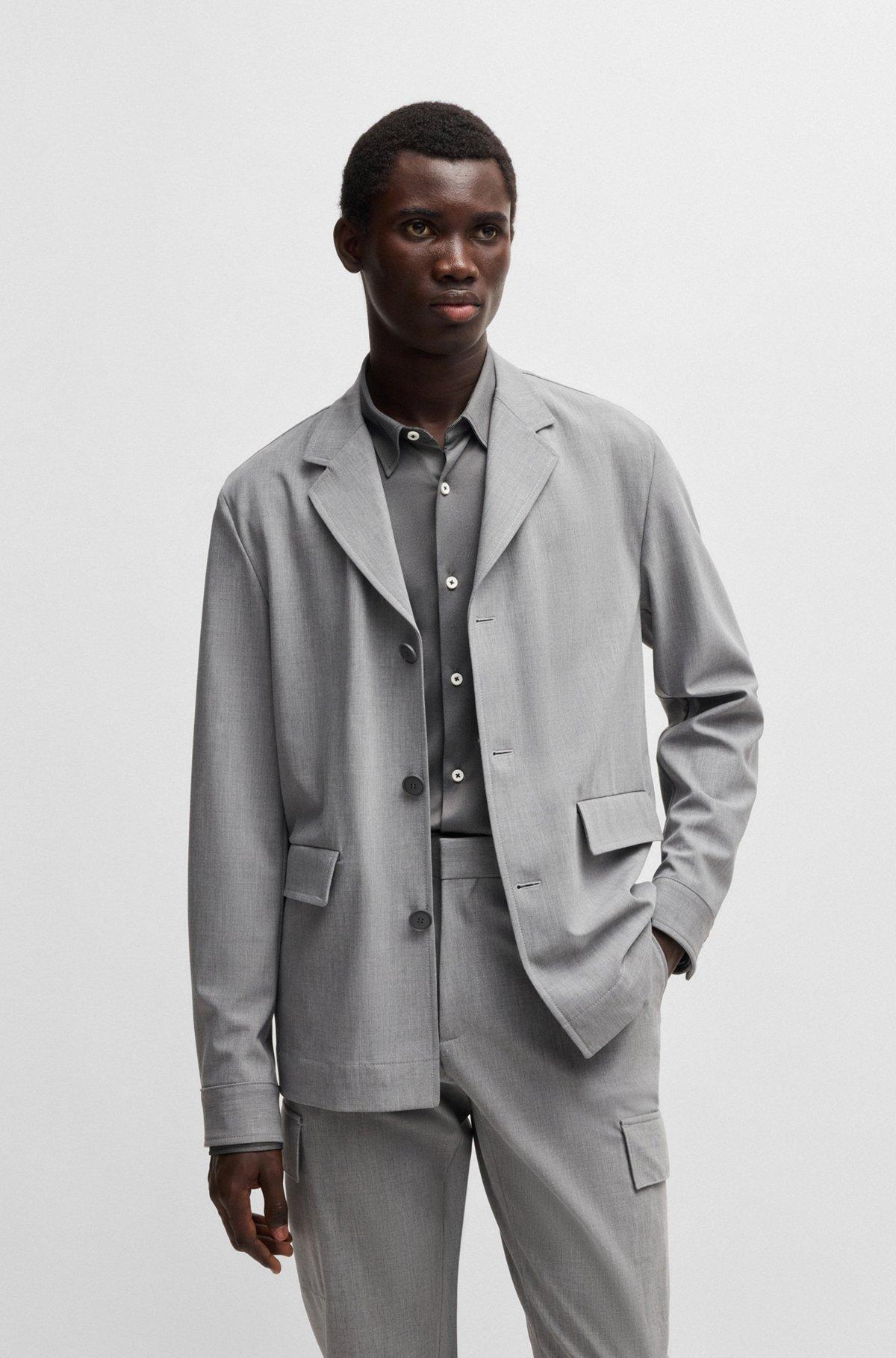 Slim-fit shirt in structured performance-stretch fabric Product Image