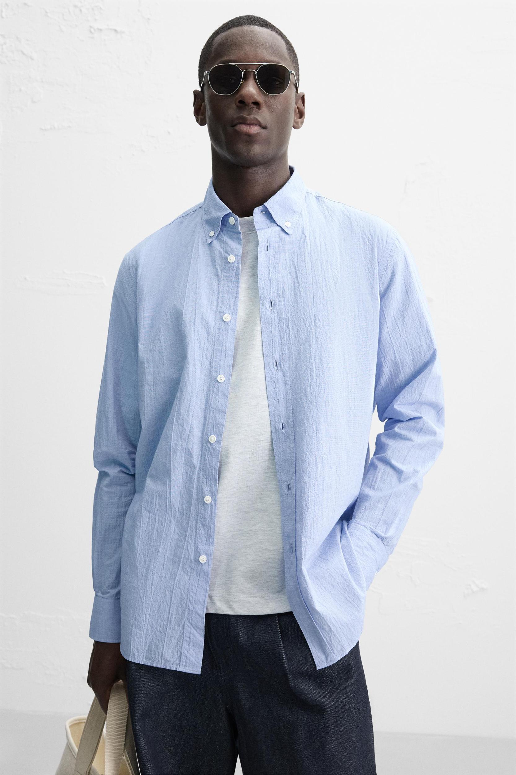 WRINKLED EFFECT REGULAR FIT SHIRT Product Image