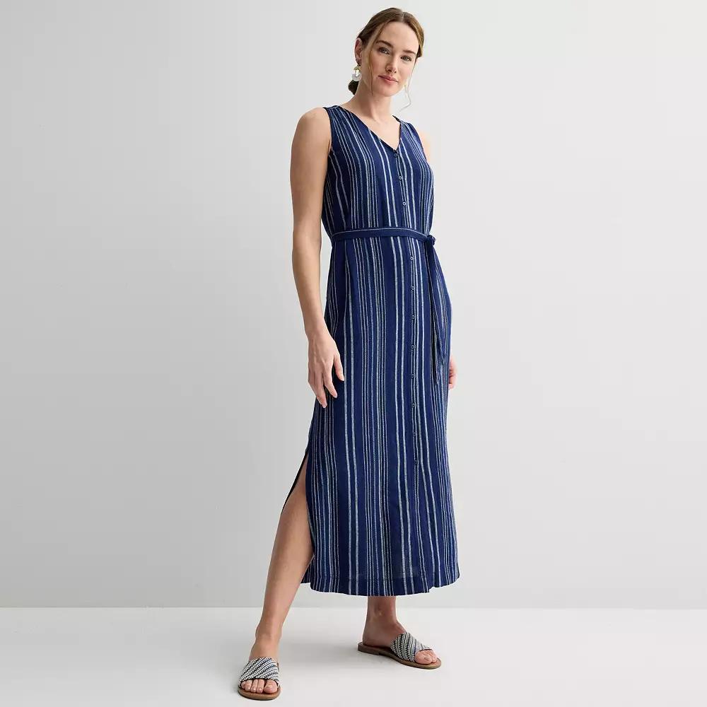 Women's Sonoma Goods For Life® Utility Tank Maxi Dress, Size: Medium, Blue Texture Stripe Product Image