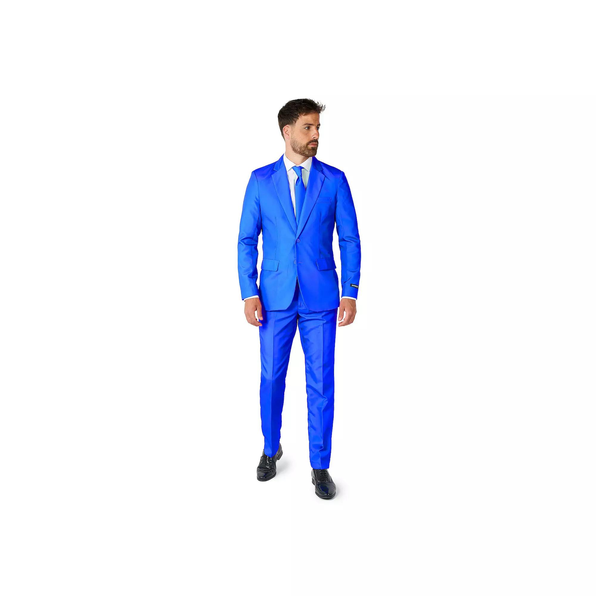 Men's Suitmeister Slim-Fit Solid Suit & Tie Set, Size: XL, Blue Product Image