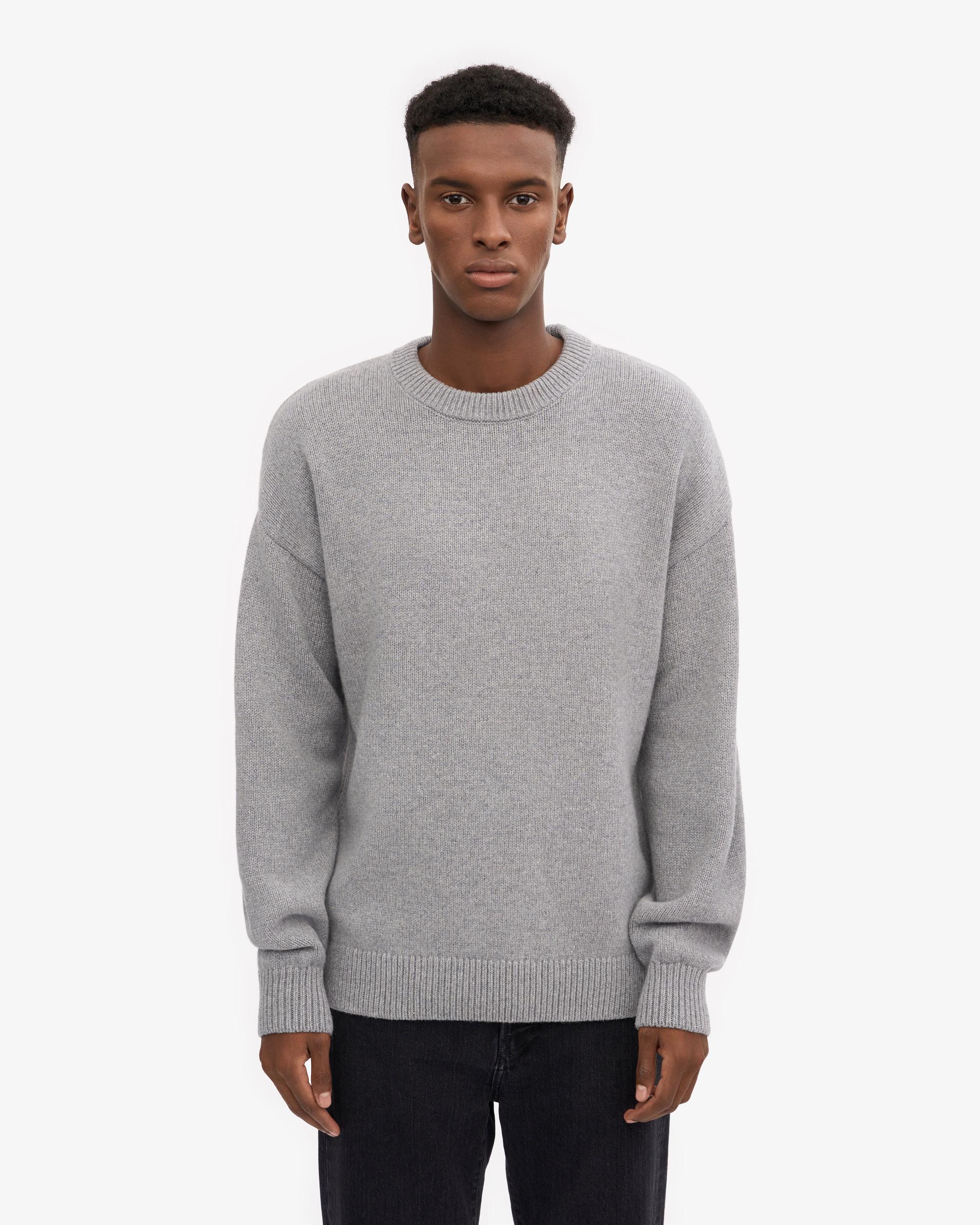 Oversized Merino Wool Crew - Heather Grey Product Image