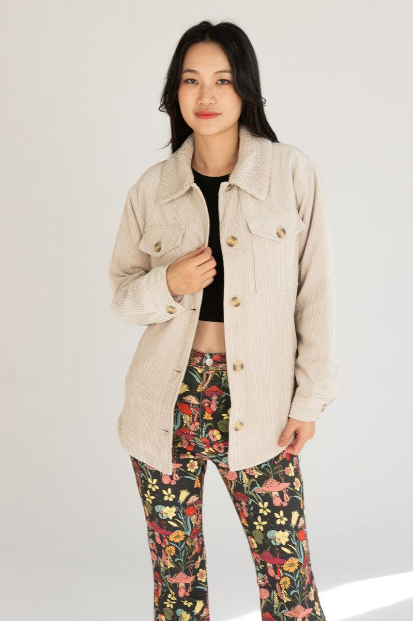Sherpa Trim Corduroy Shacket Product Image