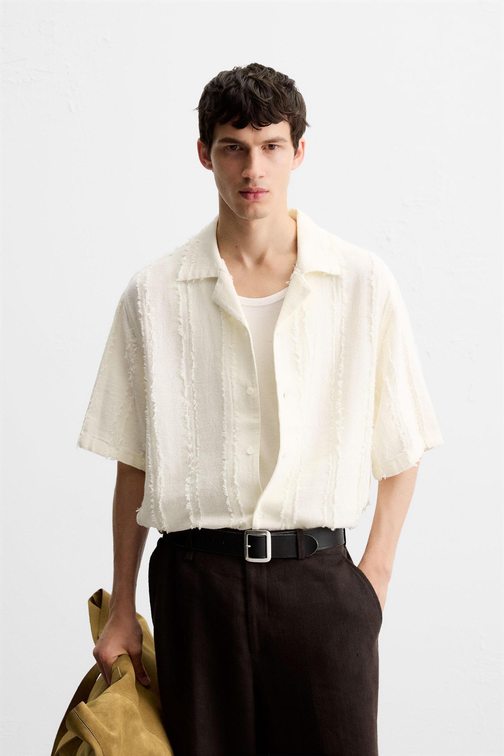 JACQUARD FRAYED SHIRT Product Image