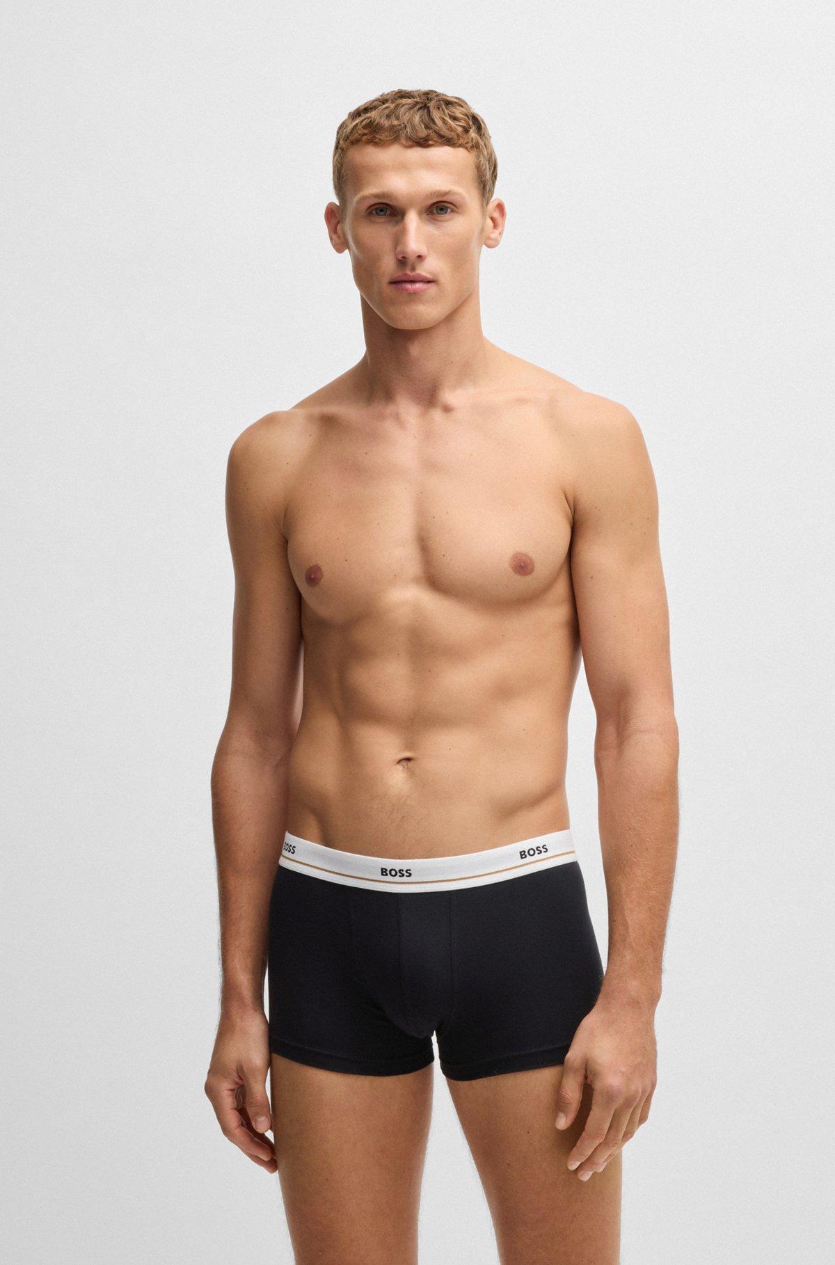 Three-pack of stretch-cotton trunks with logo waistbands Product Image
