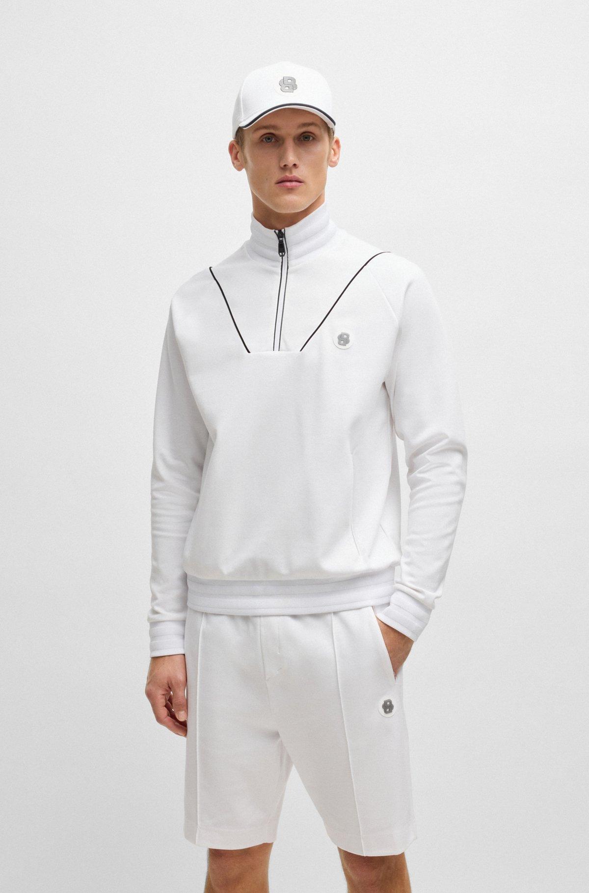 Cotton zip-neck sweatshirt with Double B monogram Product Image