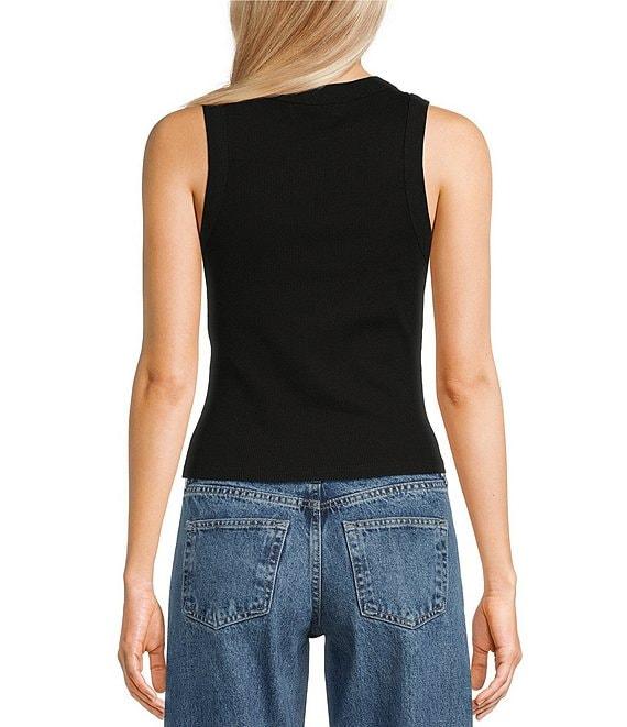 TOPSHOP Ribbed Knit Racerback Tank Top Product Image
