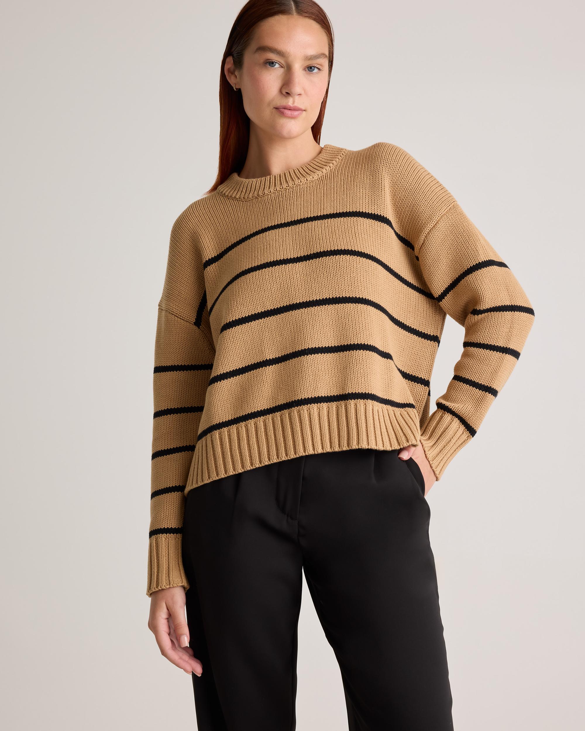 Quince | Women's Striped Crew Sweater Size XL, Organic Cotton Product Image