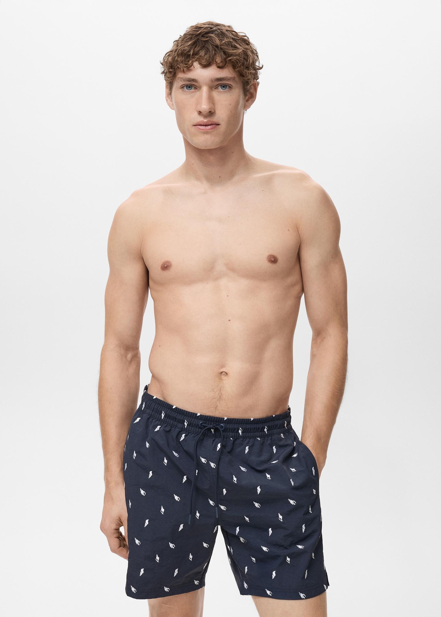 Seashell print swimsuit - Men | MANGO USA Product Image