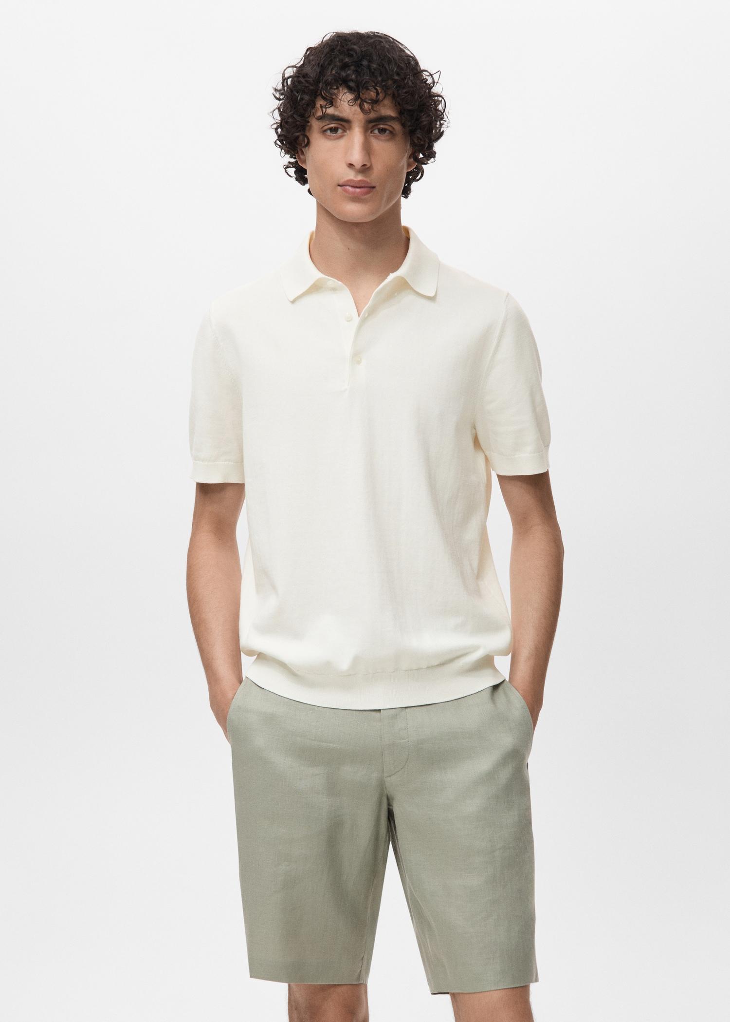100% cotton fine-knit polo shirt - Men | MANGO USA Product Image
